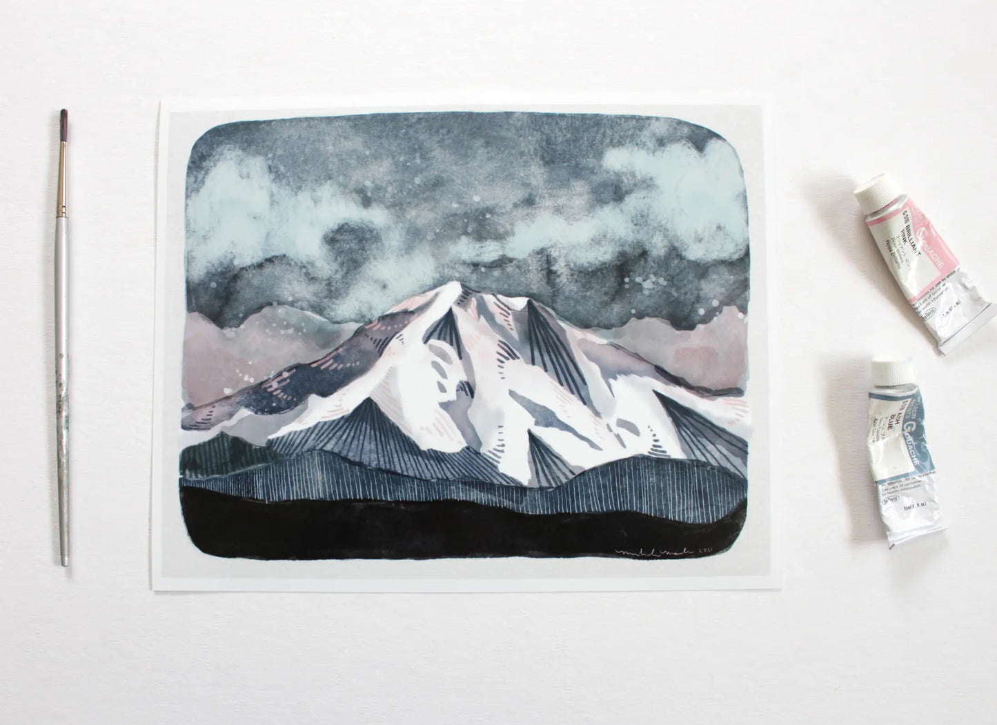 Mount Rainer Watercolor Art Print