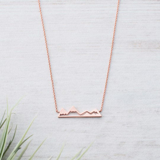 Olympic Mountains Necklace Rose Gold