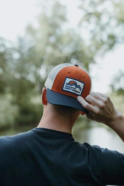 Oxford Trucker Hat - Dark Orange & Navy