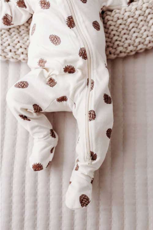 Pinecone Footed Zip Romper