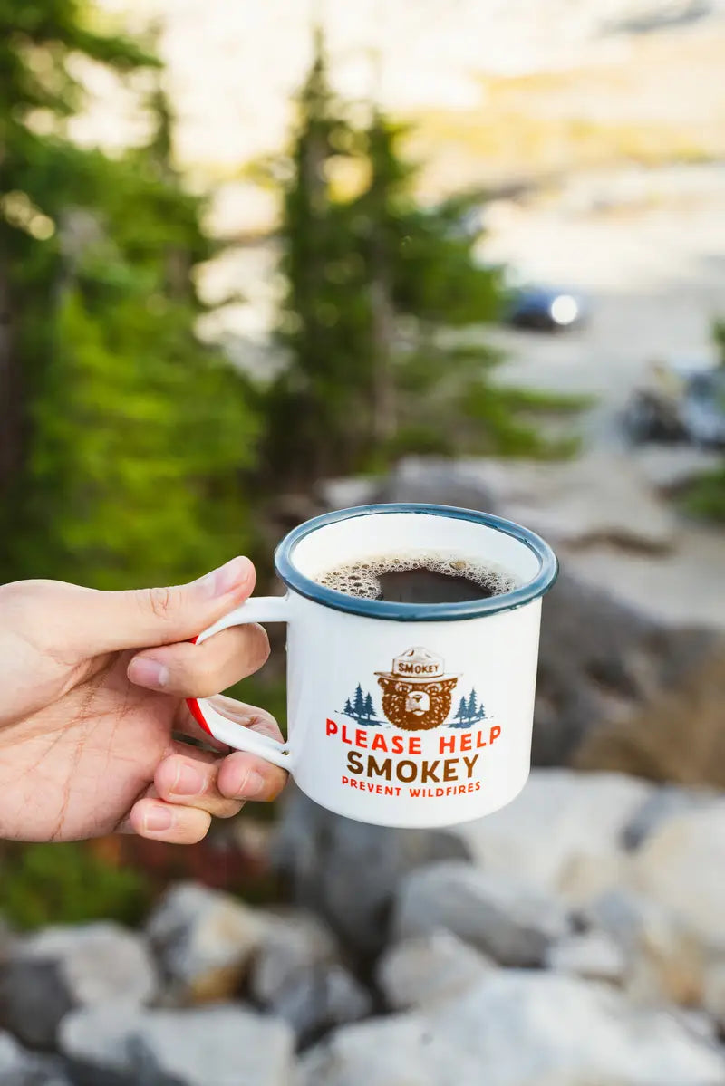 Please Help Smokey Enamelware Coffee Mug