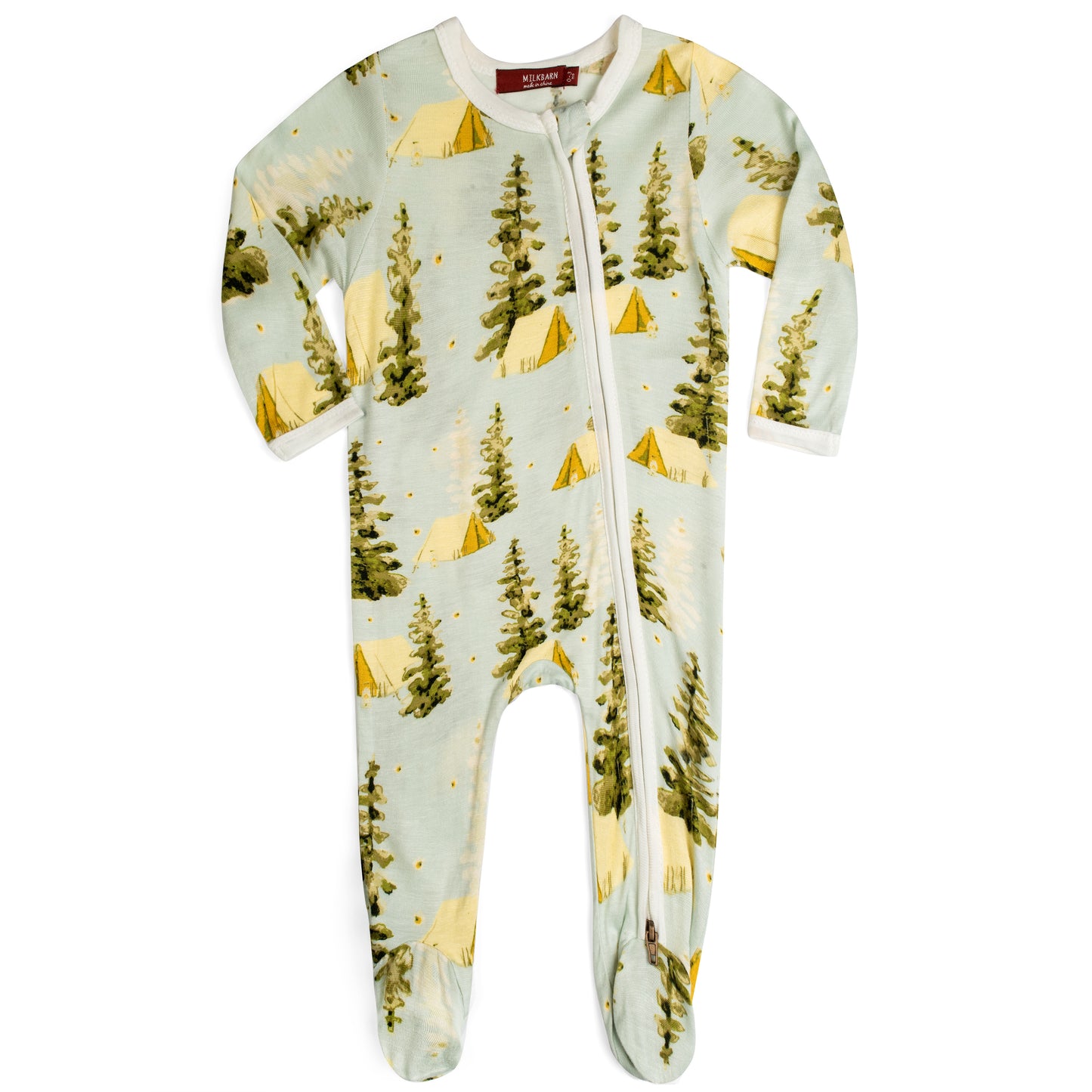 Camping Bamboo Zippered Footed Romper