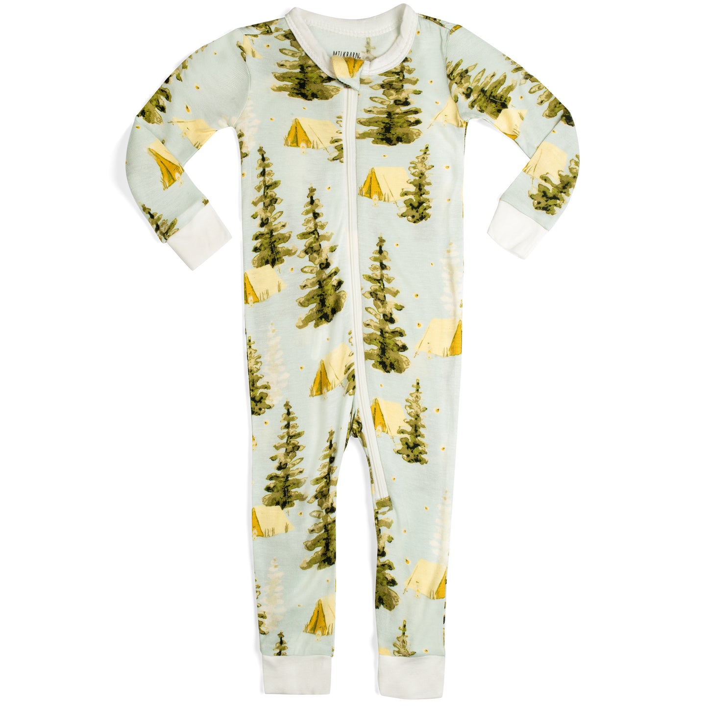 Camping Bamboo Zippered Footed Romper