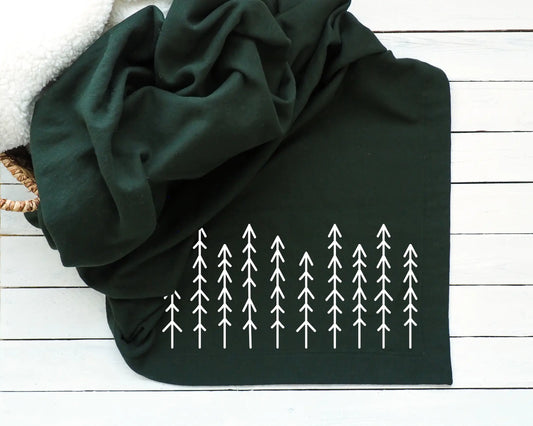 Forest Trees Sweatshirt Camping Blanket - Green