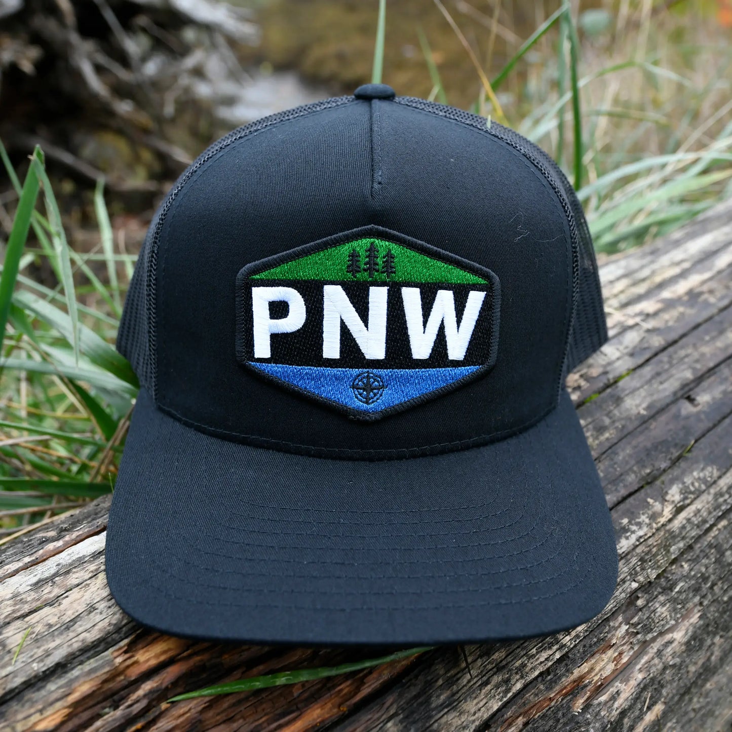 PNW Stamp Trucker Hat - Black